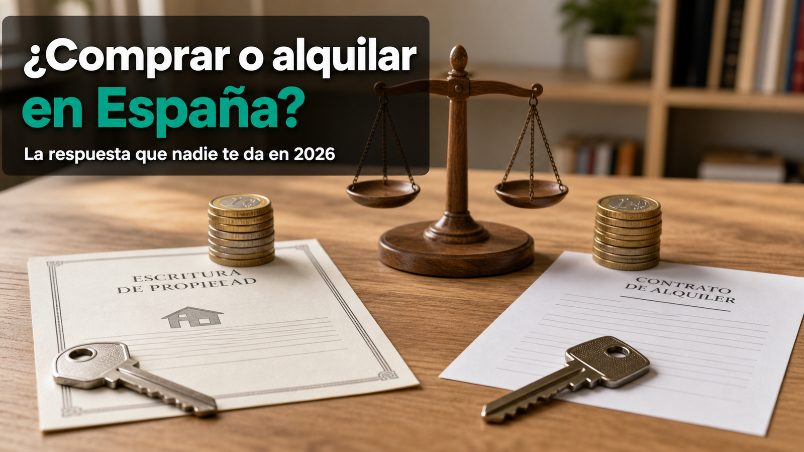Infografía comparativa comprar vs alquilar en España en 2026 con datos de precios y rentabilidad